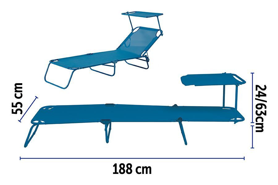 LETTINO C/PARASOLE BLU ACC/TXT 188X55X24 BLU