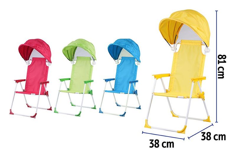SEDIA C/CAPOTTINA PARASOLE 38X38X81CM 4ASS