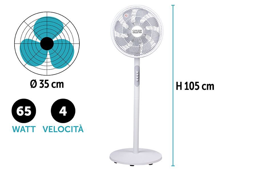 VENTILATORE 8PALE 65W 35X105CM 4VEL.BIANCO VENTILATORE 8PALE 65W 35X105CM 4VEL.BIANCO
