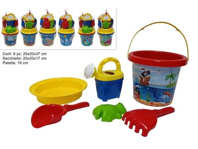 SECCHIELLO MARE 20 CM C ACCESSORI SET 6 PZ 6 ASS