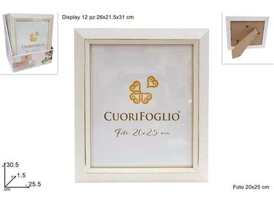CORNICE PER FOTO 20X25 EFF. MARMORIZZATO BIANCO IN