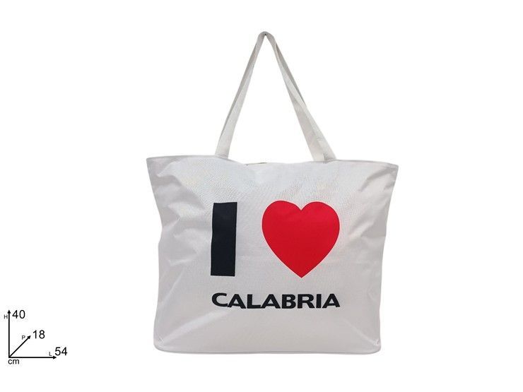 BORSA MARE BIANCA C SCRITTA I LOVE CALABRIA