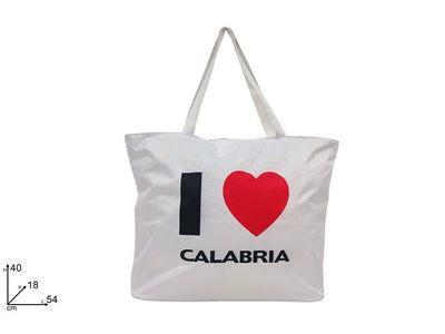 BORSA MARE BIANCA C SCRITTA I LOVE CALABRIA