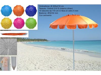 OMBRELLONE 230CM DIAM 32 32 INT. SILVER 6COL OMBRELLONE 230CM DIAM 32 32 INT. SILVER 6COL