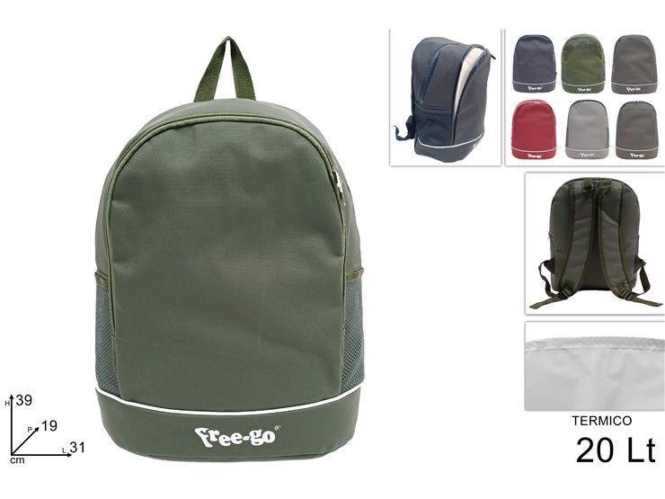 ZAINO TERMICO 20LITRI CON TASCA RETE IN TESSUTO TE