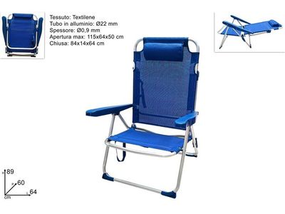 Sedia Sdraio Alluminio Textilene Tubo con Cuscino
