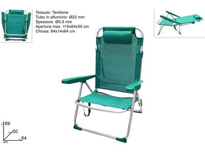 Sedia Sdraio in Alluminio e Textilene con Cuscino
