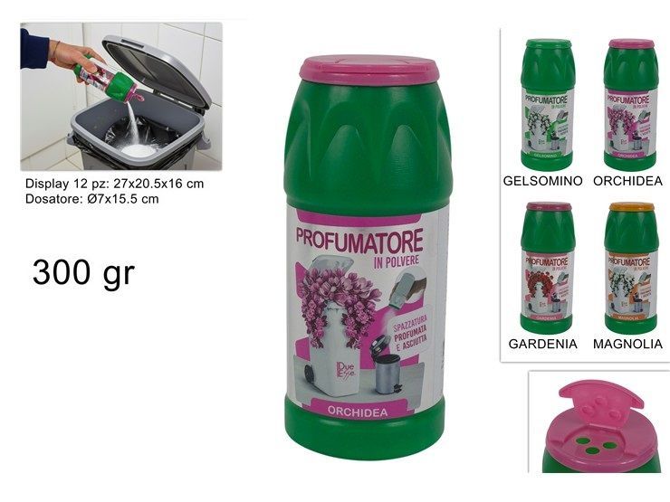 PROFUMATORE IN POLVERE PER SPAZZATURA 300GR. PROFUMATORE IN POLVERE PER SPAZZATURA 300GR.