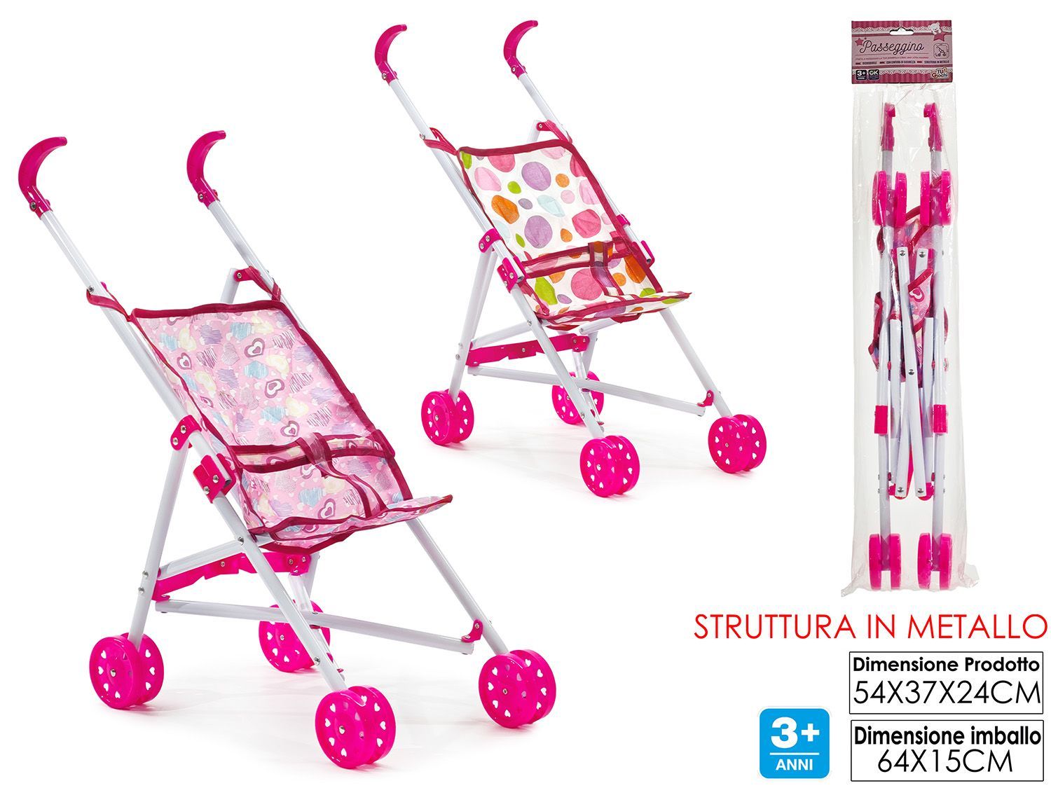 PASSEGGINO ROSA IN METALLO 2ASS PASSEGGINO ROSA IN METALLO 2ASS