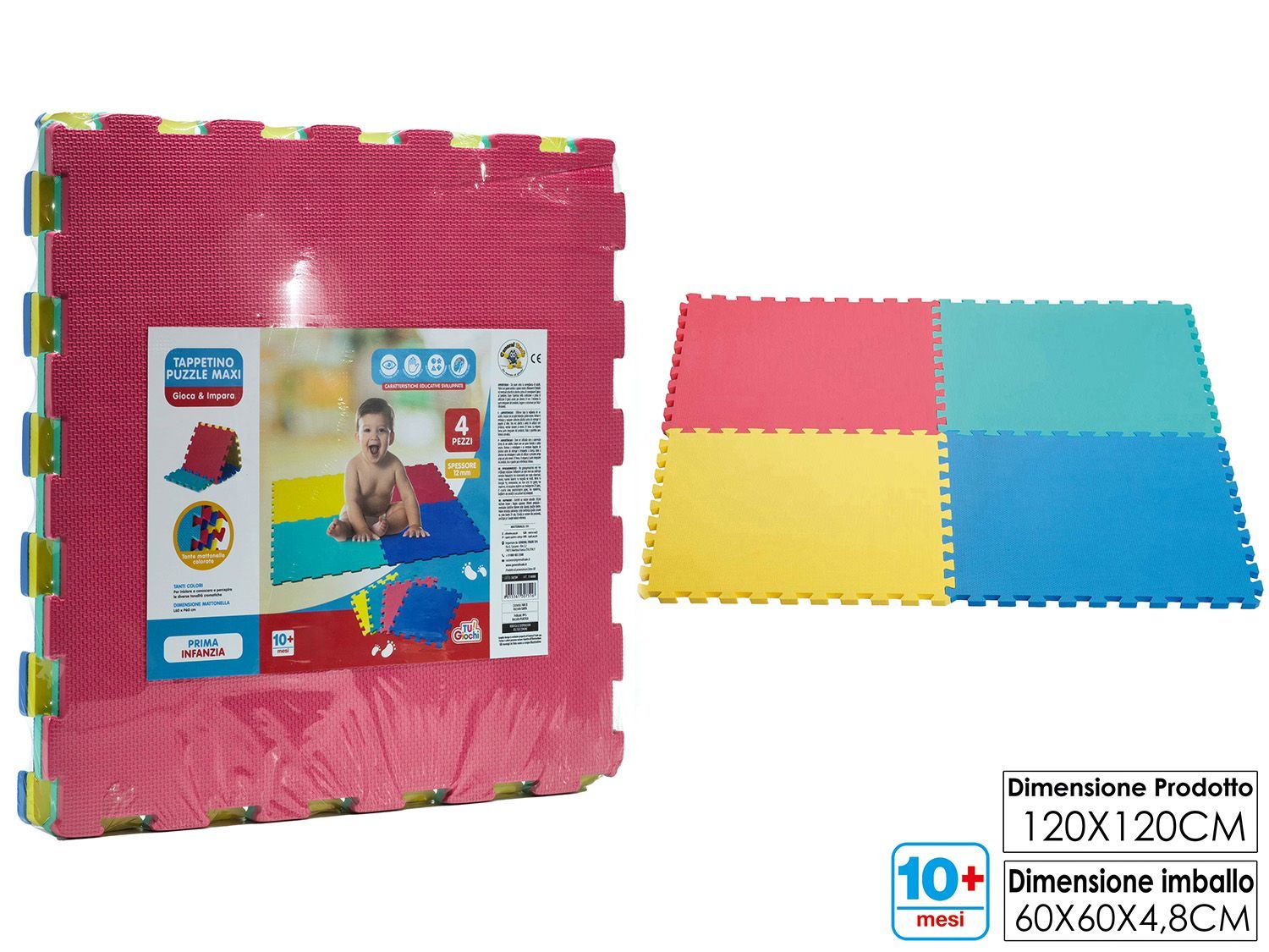 TAPPETINO PUZZLE MAXI 4PZ 60X60X1.2CM TAPPETINO PUZZLE MAXI 4PZ 60X60X1.2CM