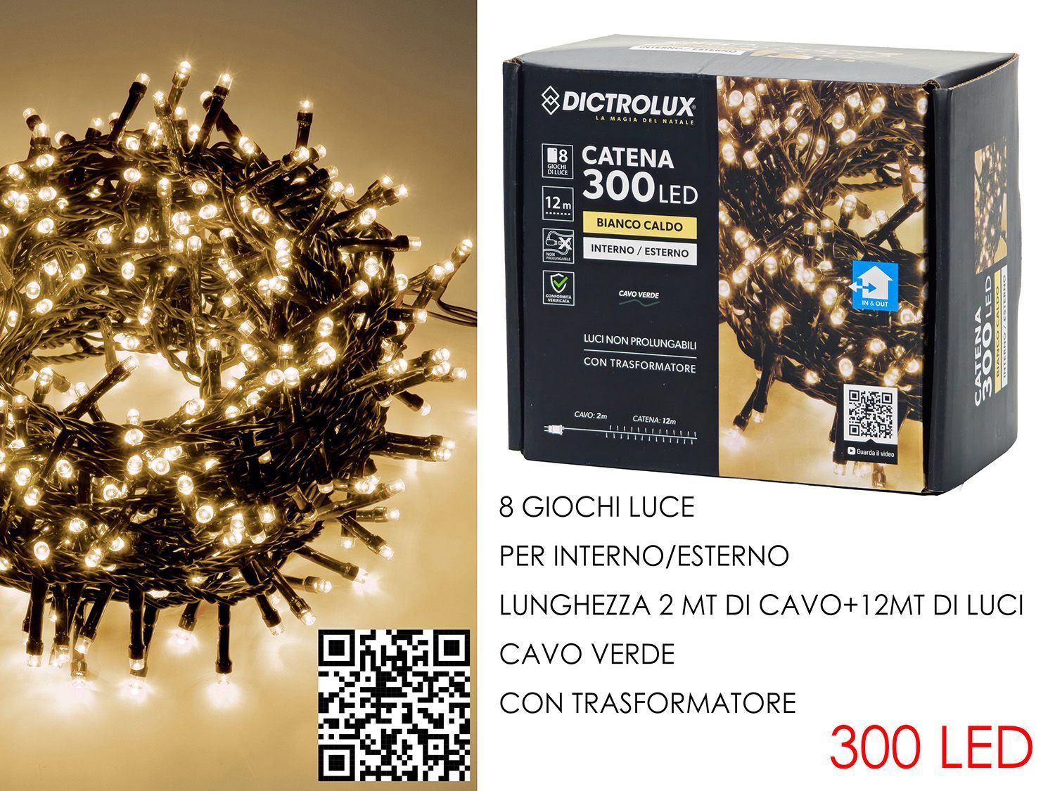 LUCI 300 LED BIANCO CALDO X EST. PROG.