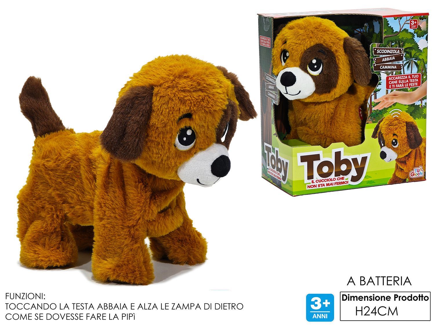 CANE TOBY B/O MOV/MUS H23CM