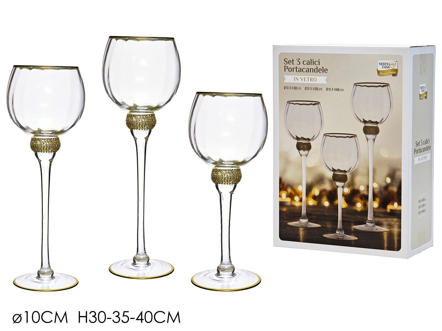 SET 3 PORTACAND. C/ORO H30/35/40CM SET 3 PORTACAND. C/ORO H30/35/40CM