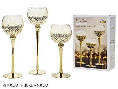 SET 3 PORTACAND. TRASP. C/ORO H30/35/40C SET 3 PORTACAND. TRASP. C/ORO H30/35/40C