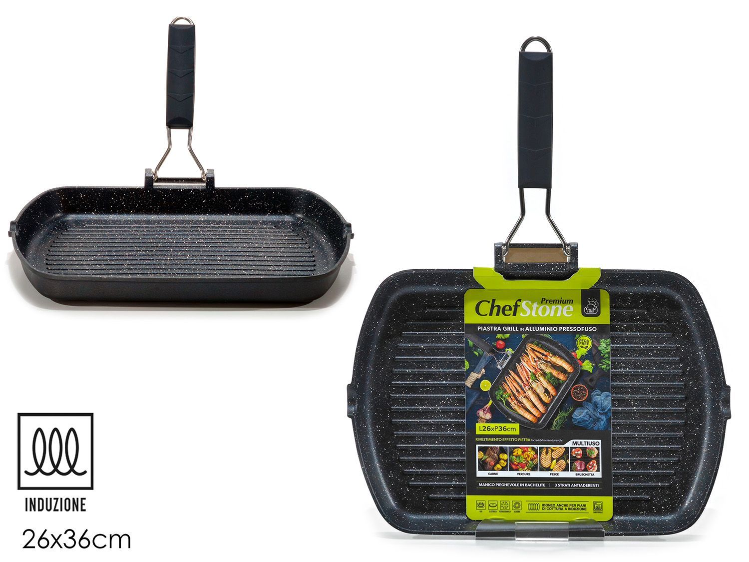BISTECCHIERA 26x36CM CHEF STONE PREMIUM A INDUZIONE BISTECCHIERA 26x36CM CHEF STONE PREMIUM A INDUZIONE