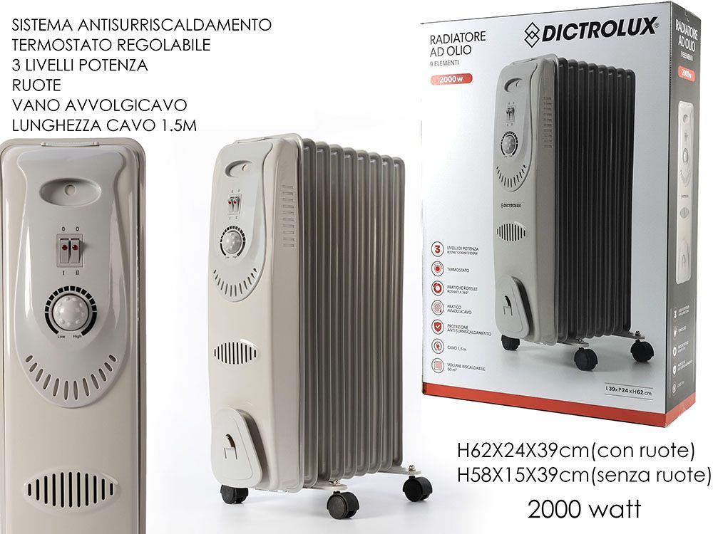 RADIATORE AD OLIO 9 ELEMENTI 2000W