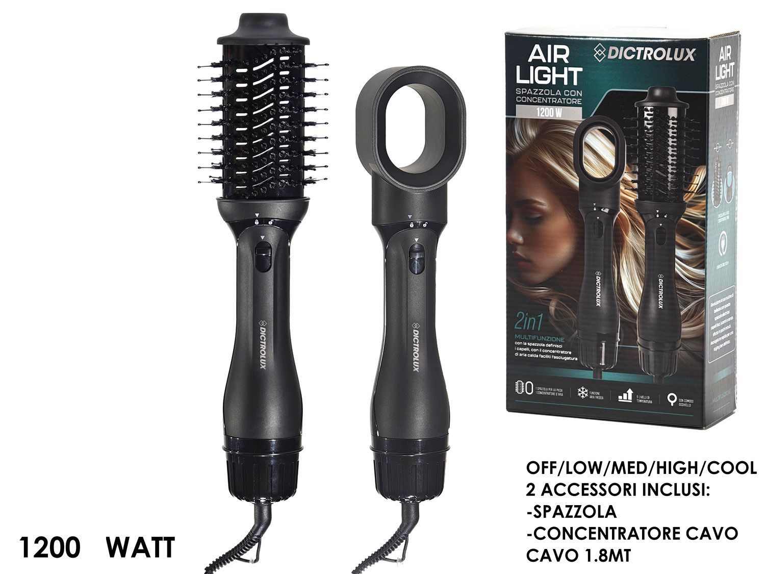 ASCUGACAPELLI MULTIFUNZIONE AIR LIGHT 2IN1 1200W ASCUGACAPELLI MULTIFUNZIONE AIR LIGHT 2IN1 1200W