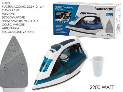 FERRO DA STIRO 2200W ACCIAIO BIA/BLU FERRO DA STIRO 2200W ACCIAIO BIA/BLU