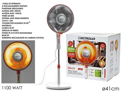 STUFA VENTILATORE CARBONIO ELIDE 1100W OSCILL 124CM STUFA VENTILATORE CARBONIO ELIDE 1100W OSCILL 124CM