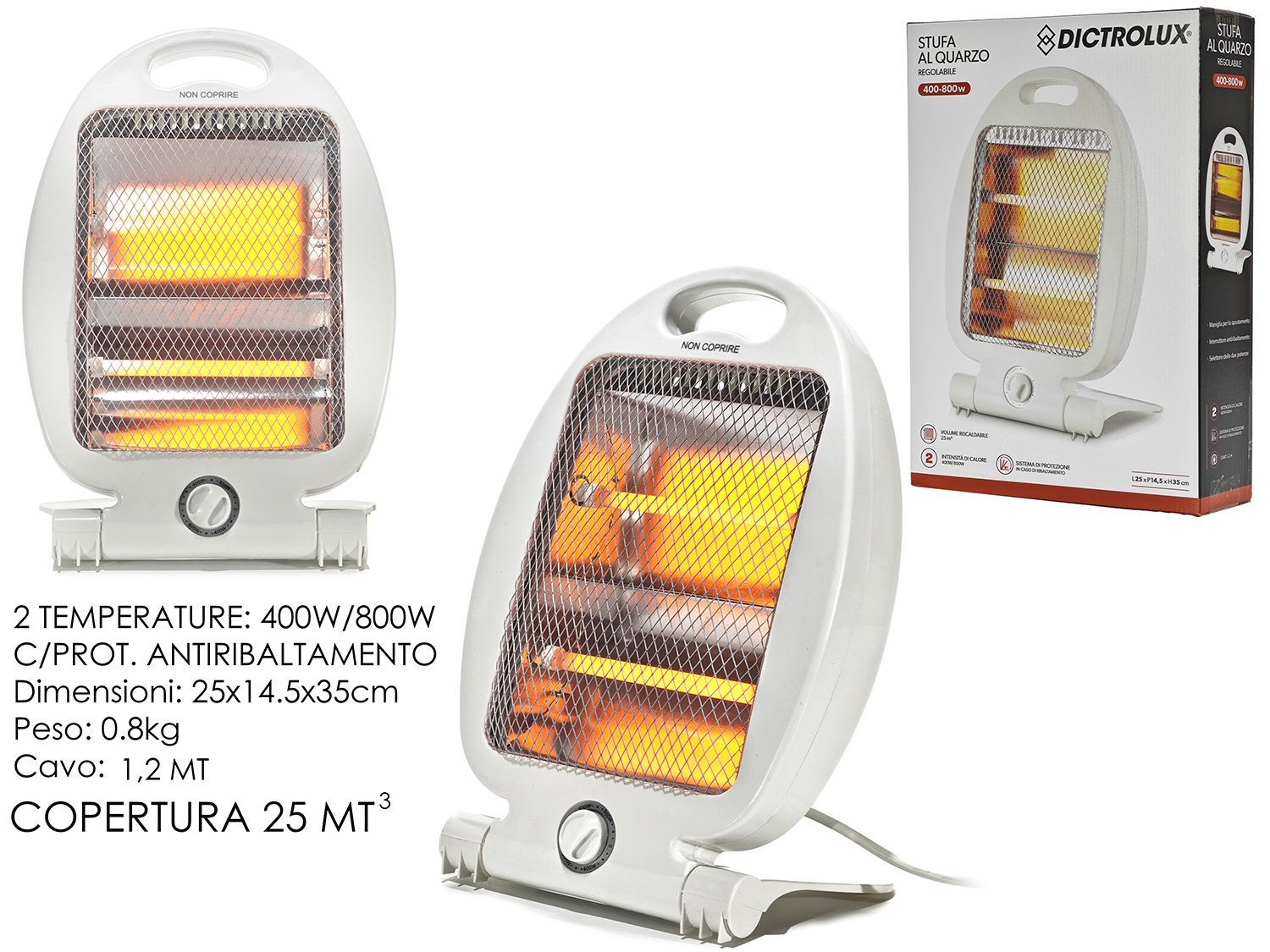 STUFA AL QUARZO BIANCA 800W STUFA AL QUARZO BIANCA 800W