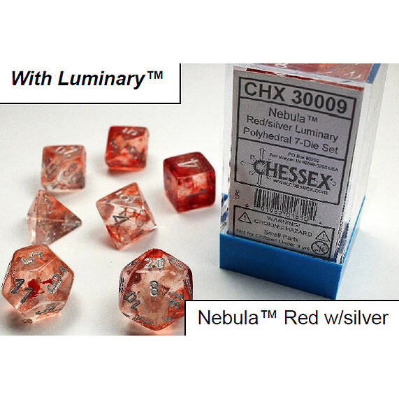 NEBULA RED/SILVER 7-DADI SET