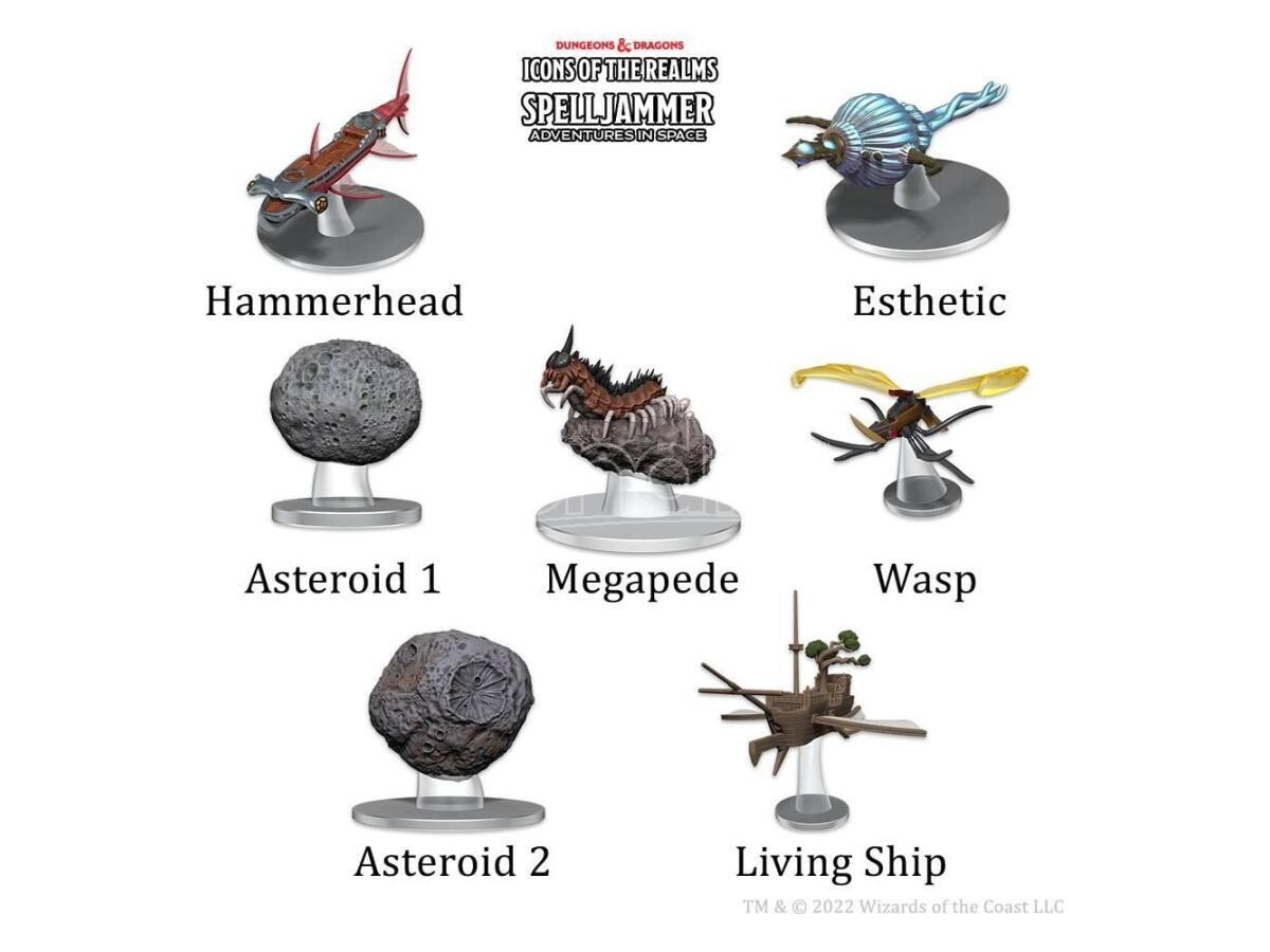 D&D Icons of the Realms Spelljammer Adventures in Space pre-painted Miniatures Ship Scale - Asteroid Encounters