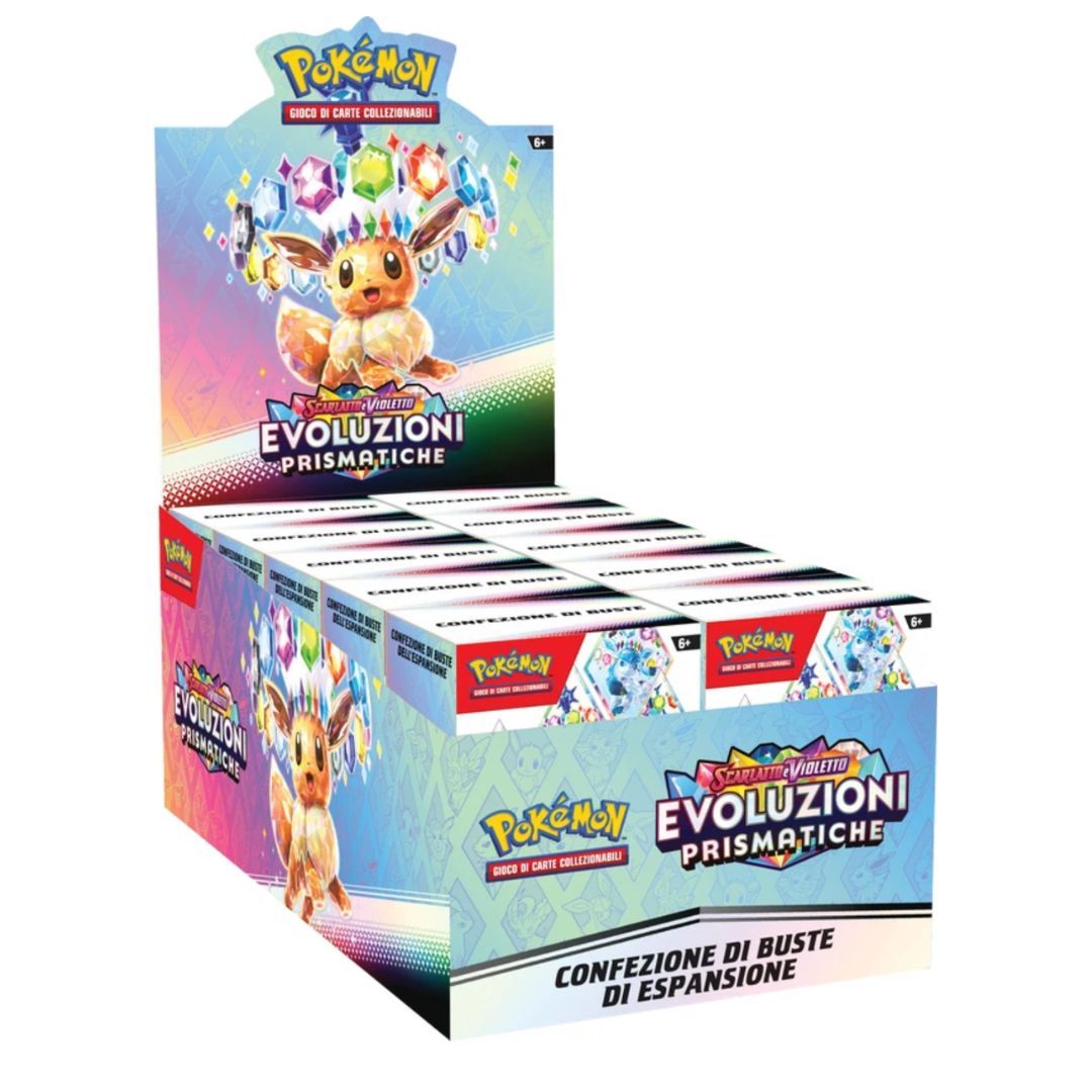 Pokemon: Scarlatto e Violetto Evoluzioni Prismatiche - Fascio di buste -confezione 10 fasci di buste Pokemon: Scarlatto e Violetto Evoluzioni Prismatiche - Fascio di buste -confezione 10 fasci di buste