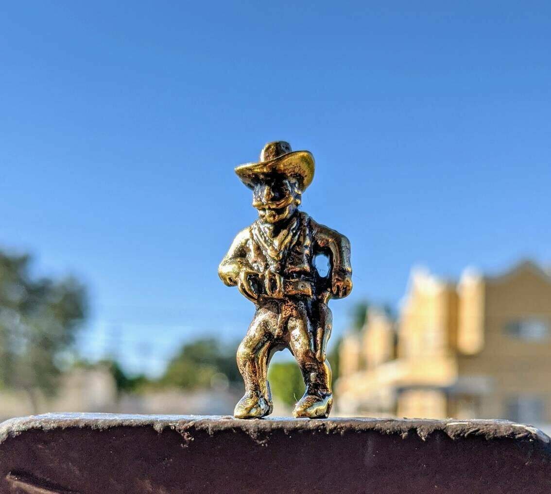 Brass Miniature Wild West Cowboy Shooter Figurine Collectible Souvenir