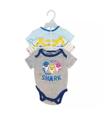 3pk baby shark body suit
