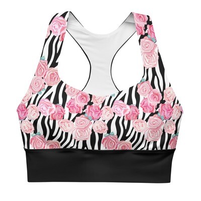 &quot;Zebra Bloom&quot; Longline Sports Bra