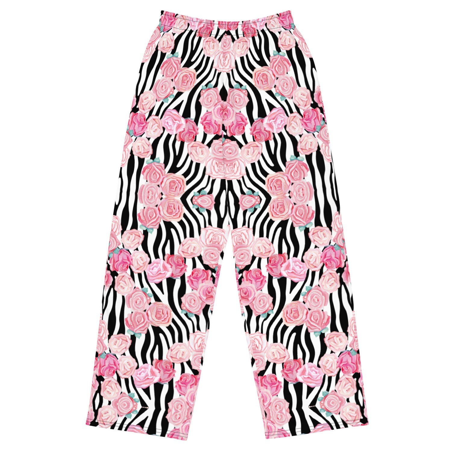 &quot;Zebra Bloom&quot; Wide-leg Pants