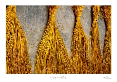 Drying coloured straw