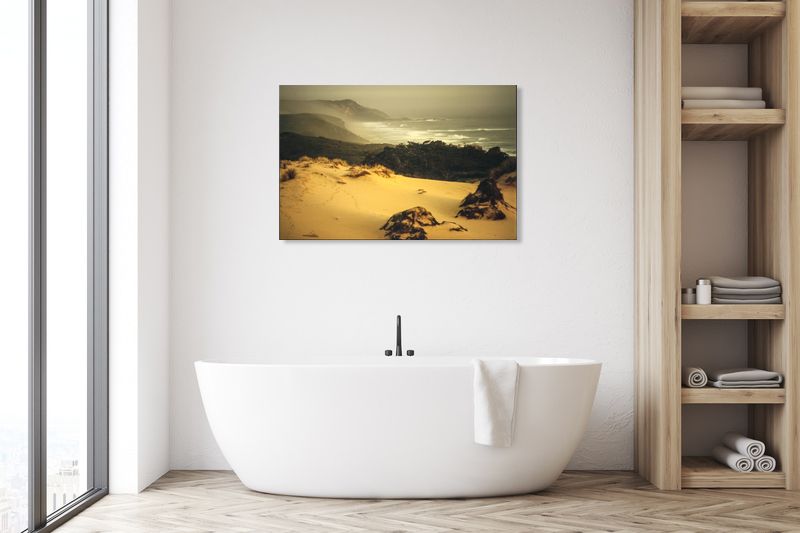Golden Sand &amp; Misty Seascape Digital Wall Art - Ocean Photography Western Australia