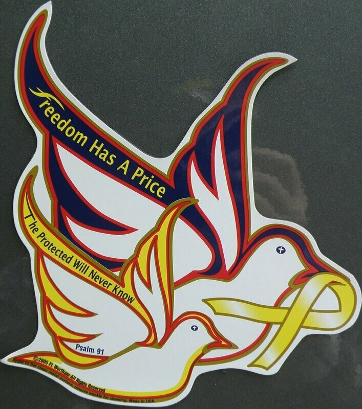 Patriotic 2-Dove Yellow Ribbon Magnet Licensed (single piece)