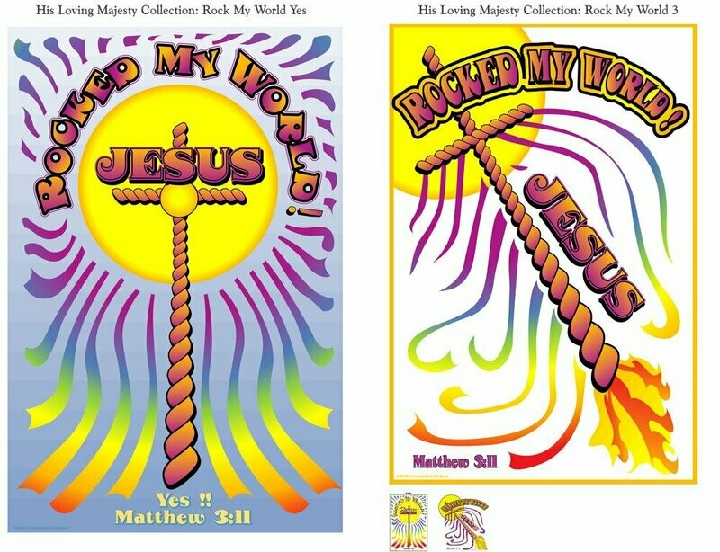 (For special orders) Jesus Rocks My World Slanted Cross Fire Flags, T Shirts