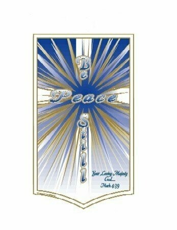 (Special order only)Licensed Peace Be Still White Cross Blue Art Design