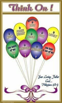(Special order only) Think On Cluster Balloons W Purple Ribbon Art