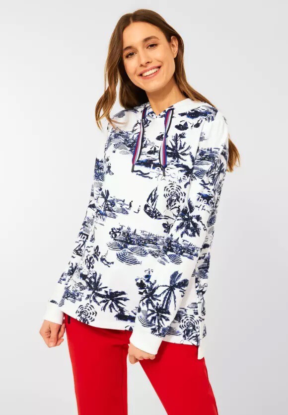 Cecil White Hoodie With Riviera Print