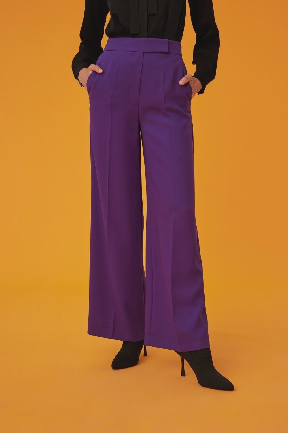 EXQUISE Purple Wide Leg Trouser