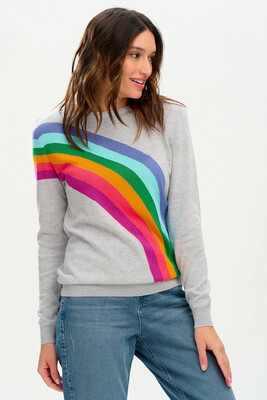 Sugarhill Rita Grey Marl Rainbow Arc Sweater