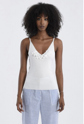 MOLLY BRACKEN Off White Knitted Tank Top