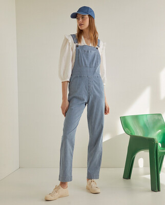 YERSE Denim Dungarees with Blue Stripes
