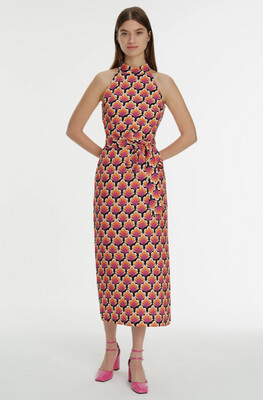 EXQUISE Elbise Print Midi Dress