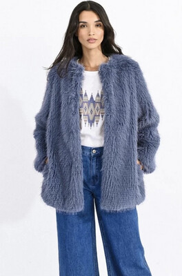Molly Bracken Blue Faux Fur Coat