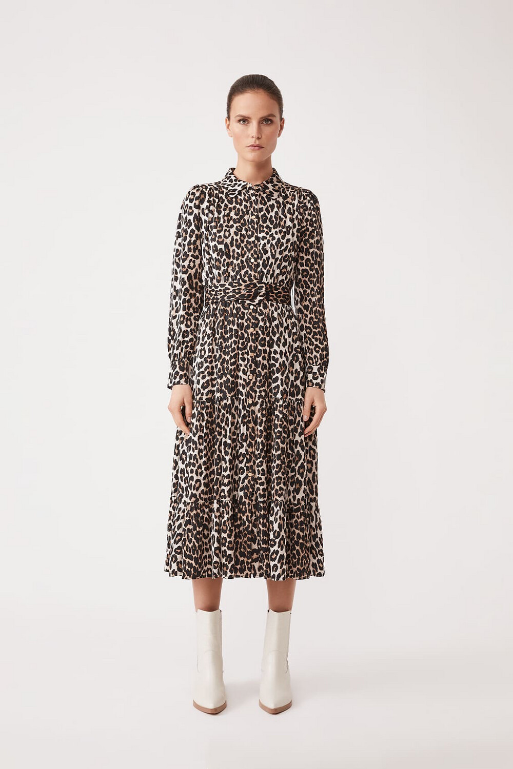 SUNCOO Paris Leopard Print Long Dress