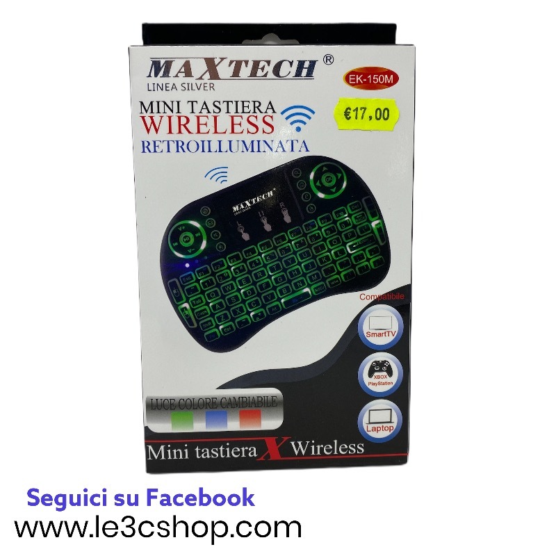 Mini Tastiera Wi-Fi Retroilluminata EK-150M Maxtech.