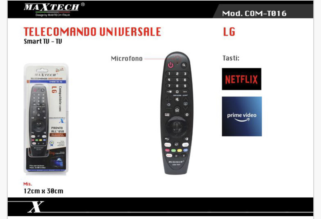 Telecomando smart LG compatibile con T016 - Pronto all'uso.