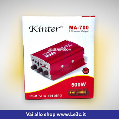 Amplificatore Kinter MA-700 da 500W per Auto e Casa con Ingresso USB e Telecomando