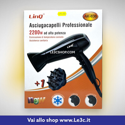 Asciugacapelli Linq Ak-836 2200w con diffusore.
