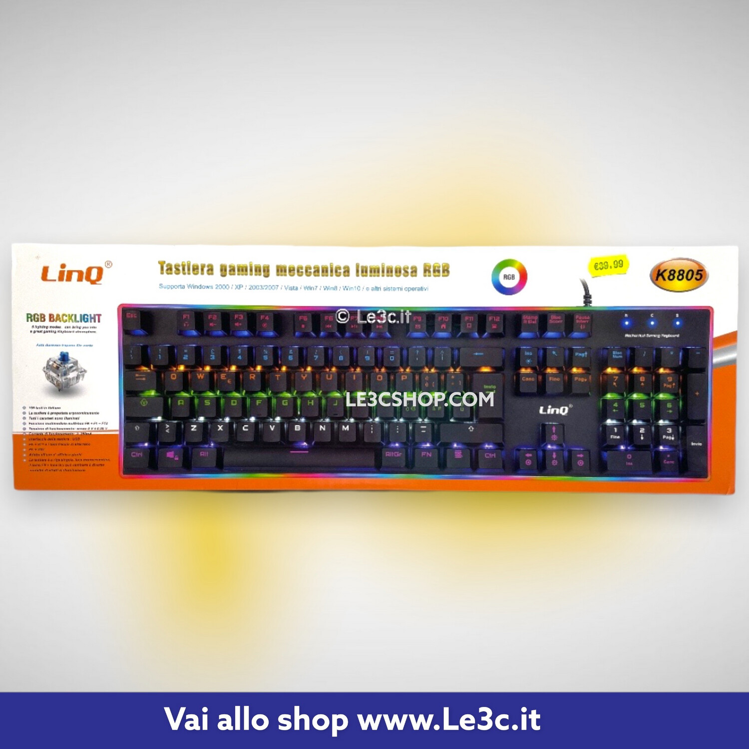 Tastiera meccanica luminosa linq rgb k8805